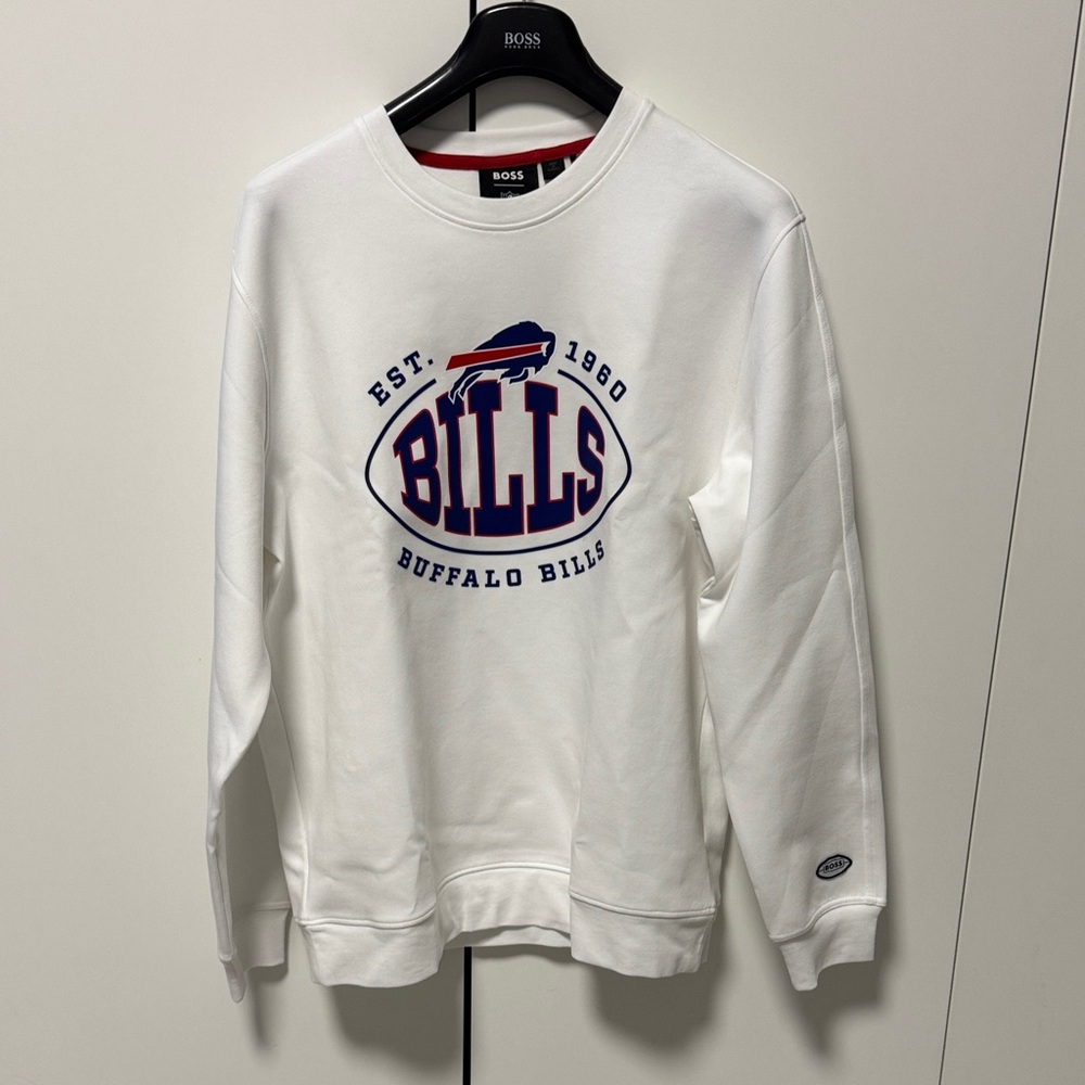 BOSS White Buffalo Bills Crewneck Sweater